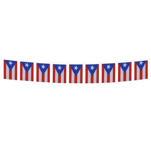 Image of AZ FLAG Puerto Rico 6 meters BUNTING Flag 20 flags 9'' x 6'' - Puerto Rican STRING flags 15 x 21 cm