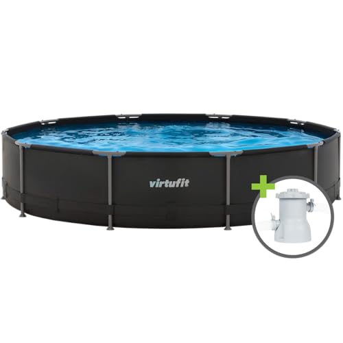 VirtuFit, Piscina redonda con estructura para piscina, 366 cm, fácil de montar, bomba de filtro y cartucho, rápida instalación