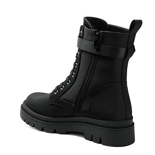 DREAM PAIRS Women's Chelsea Platform Combat Boots Lace Up Lug Sole Buckle Ankle Booties Shoes4