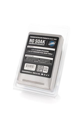 The Rag Company - Ultra No Soak Coating Applicator Kit - Mikrofaser-Beschichtungsschwämme mit Einweichbarriere plus 3 kratzfreie und kantenlose 70/30-Mischung Mikrofaser-Handtücher zum