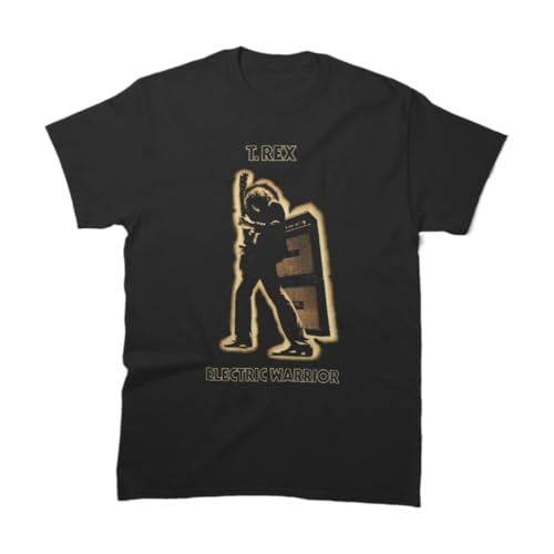 Electric Warrior Glam Rock Silhouette Graphic T-Shirt Unisex 100% Cotton Crew Neck Short Sleeve Casual Tee (X-Large) Black