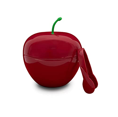 CECOA - Seau à glaçons en Forme de Cerise et sa Pince à glaçons Incluse, Seau à Glace Double paroi avec Pince et Couvercle, hermétique, Seau à glaçons pour apéritifs, Boisson et Cocktails, 700 ML
