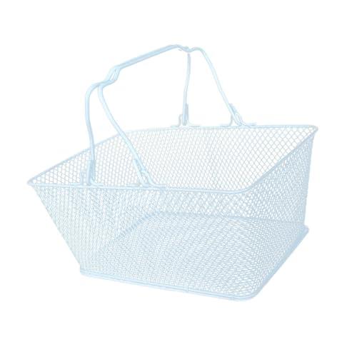 Harilla Panier de Courses pour Magasin de détail, Panier de Courses en métal avec poignées, Panier de Courses en Fil Portable pour, la Cuisine et, Blanc