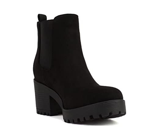 Soda Top Shoes Jaber Ankle Boot w/Lug Sole Elastic Gore and Chunky Heel4