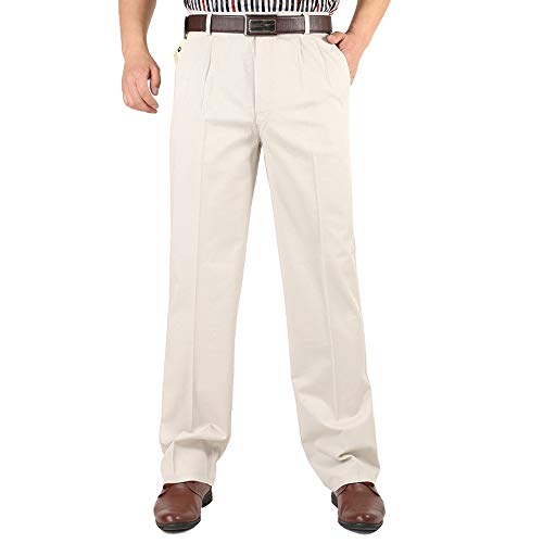 Leader of the Beauty Pantalon de survêtement pour Homme, Coupe Droite, Confortable, Infroissable, Devant Plat - Blanc - 42 W/32 L Cover