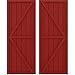 Ekena Millwork ARW102BF621X72BRH Americraft Six Exterior Real Wood Two Equal Panel Framed Board-n-Batten Shutters w/Double Z-Bar (Per Pair), 21"W x 72"H, Fire Red