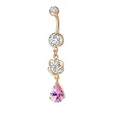 Wycian - Anillo para ombligo, para mujer, barbells, piercing para joyas corporales celta Knot con colgante de oro de acero quirúrgico, ombligo Piercing para joyas
