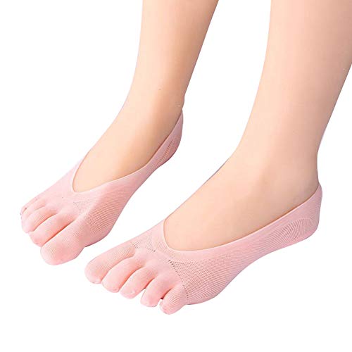 CNSELLER Running Five Fingers Socks, Low-Cut Invisible Liner Socks, Non-Slip Cotton Ankle Toe Boat Socks for Women Ladies