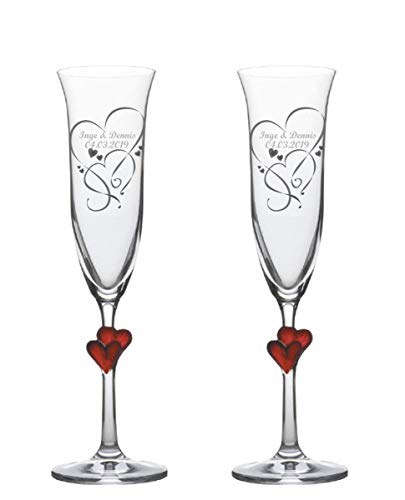 Sekt-Champagner-Gläser, Sektkelche L'Amour, graviert, 2er Set personalisiert-e Gravur, ein persönliches Geschenk zur Hochzeit, Jahrestag, Valentinstag Cover