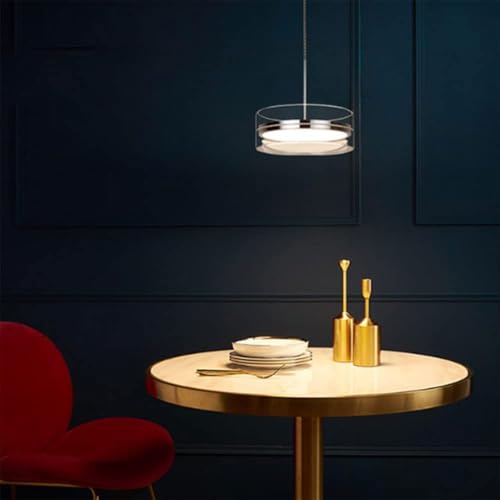 Lampe suspendue moderne en verre transparent lustre argent LED variable salle à manger et café