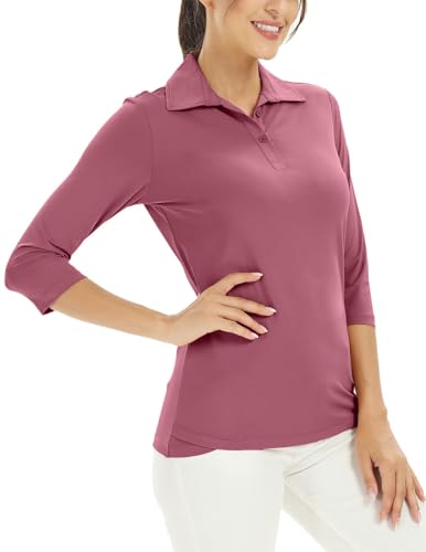 Polo de golf à manches 3/4 pour femme col en V couleur Crushed Berry taille XXL
