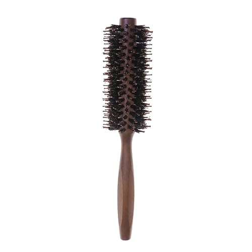 MOTHNUR Cepillo Redondo de Pelo para Mujer con Cerdas de Jabalí y Nylon Mango de Madera Ergonómico Diseño para y Control de Frizz Adecuado para Cabello Corto y Rizado