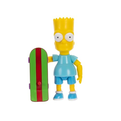The Simpsons Bart with Skateboard 5 / 12.7cm Action Figure by JAKKS Pacific Includes Skateboard Accessory Highly Articulated Collectors Display Packaging