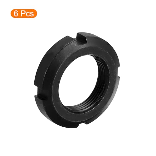 QUARKZMAN M30x1.5mm - 6Stk Sicherung Vierschlitz Schlitz Rund Mutter - Kohlenstoff Stahl Rund Sicherungsmutter für Vielfältig Wälzlager Industrie Bereich Schwarz