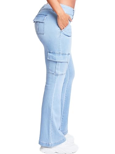 YMI Women's Low Rise Cargo Flare Jean2