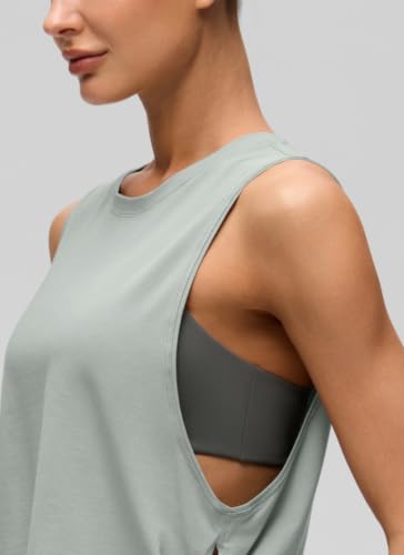 Image of CRZ YOGA Pima Cotton Dropped Armhole Tank | Workout, Naturally Soft, Loose Fit, Crop, Crewneck, Knotted Sides, Sleeveless Tops for Women