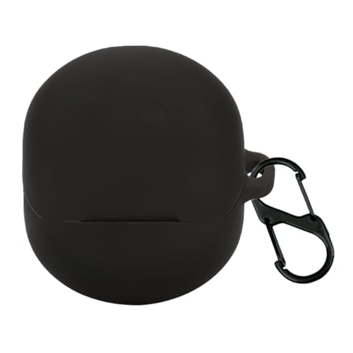 QWYJ Funda para SoundPEATS Clear Dot Case Carcasa Protectora de Silicona, para SoundPEATS Clear Dot Funda con Mosquetón Llavero Anti-perdida (Negro)