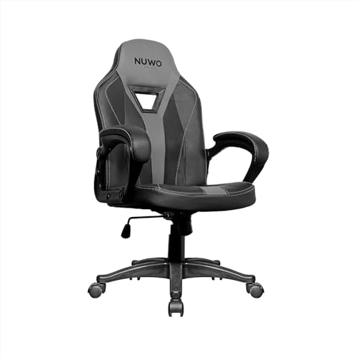 Nuwo Skin Sedia Gaming Ergonomica, Sedia PC Computer Gaming Ufficio, Braccioli Imbottiti Curvi, Altezza Regolabile, 150 Kg, Grigio
