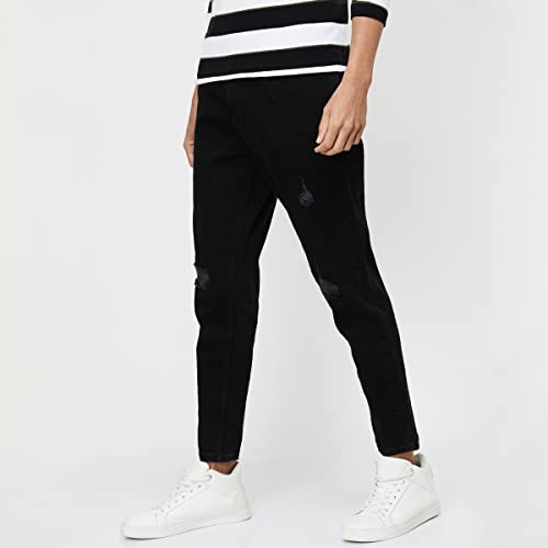 Image of Max Men Solid Ripped Jeans - Eco Wash