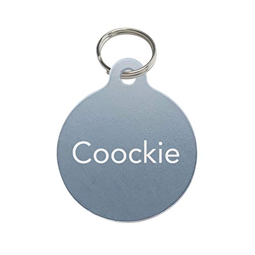 Adzif.biz Le sticker de decoration - Medaille Chat Avec Gravure Personnalisé ROND - Médaillon Chat En Aluminium diamètre 25 mm - Coloris Argent