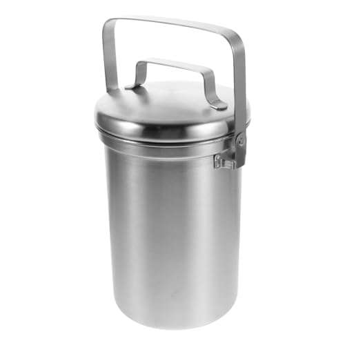 KOMBIUDA Contenedor Compost Cocina Acero Inoxidable con Tapa para Residuos Alimentos Encimera Reciclaje Basura Doméstica