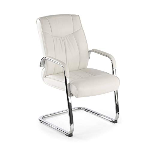 ofiprix | Sillon Bahia | Silla Confidente | Silla de Conferencias | Silla de Visita | Patín | Sillón Despacho | Piel Natural | Color Blanco