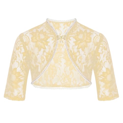 Girls Kids Half Sleeves Bolero Shrug for Prom Party Floral Lace Dress Cape Wedding Shawl Shrug