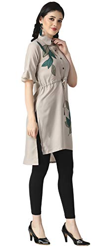 Image of OM SAI LATEST CREATION Designer Slub Cotton Fully Stitched Anarklai Kurti for Women & Girls on Jeans Palazzo or Skirt (Plus Size Upto 2XL)-(Grey)