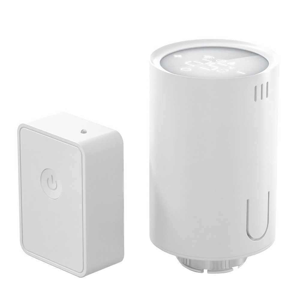 Meross White Smart Radiator Thermostat With Hub, Homekit Compatible, Wi-Fi Heating Thermostat For Siri, Alexa, And Google Assistant, Remote Control