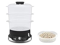 Tefal UltraCompact VC2048 Electric Steamer, 9 Litre, 800 W, Three Separate BPA Free, Timer up to 60 Minutes, Rice Bowl, Healthy Cooking, Egg Boiler Stand, Compact