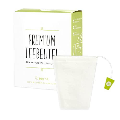 foodsbest® 100 Stk. Pemium Teebeutelfilter | 100% Recyclingpapier umweltfreundliche Teebeutel, Größe:100 Stk Cover