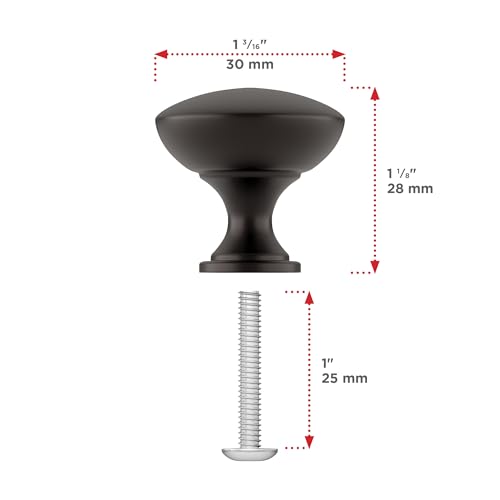 Image of Richelieu Hardware BP9041ORB Copperfield Collection 1 3 /16-inch (30 mm) Oil-Rubbed Bronze Functional Cabinet and Drawer Mushroom Knob for Kitchen, Bathroom, and Furniture