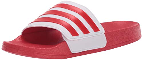 adidas Boys' Adilette Shower Adj K Slide Sandal, Red, 2 M US Big