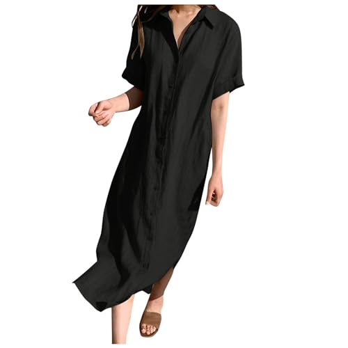Robe chemise boutonnée confortable pour silhouette XXL