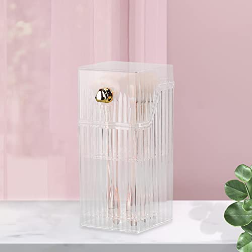 Esquirla Multifunction Makeup Brush Holder Desktop Organizer Storage Shelf With Dustproof Lid Makeup Brush Cylinder Container For Bathroom Vanity , Clear #TOP4