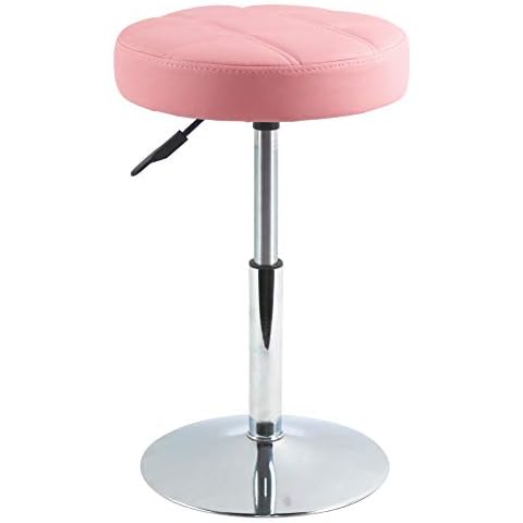 Taburete Redondo de Piel sintética para mostrador, Altura Ajustable, cojín Acolchado, Taburete Giratorio para Bar Cover