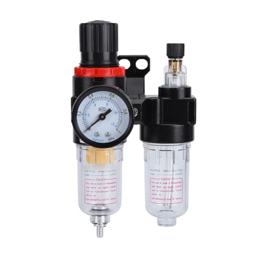 Joyzan Filtre Pneumatique, Eau Huile Gaz Percolateur Compresseurs Kit Crépine Piège à Outil Air avec Manomètre et Éléments Filtrants en Cuivre Alliage...