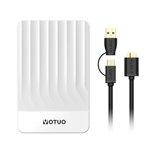 YOTUO Portable External Hard Drive Storage Expansion Mobile HDD USB 3.0 for PC, Mac, Desktop, Laptop, PS4, PS5, Xbox One X/S, Xbox 360, Xbox Series X/S, Office & Game (White, 750GB)