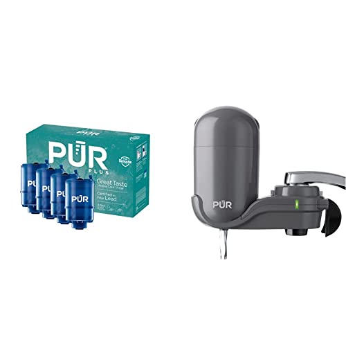 Image of PUR PLUS Faucet Mount Water Filtration System Bundle with 4 Replacement Filters