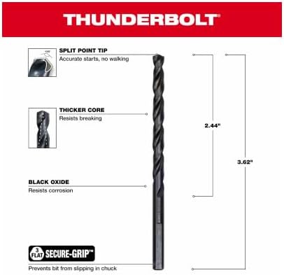 Miniatura 8 de MILWAUKEE ELECTRIC TOOL 48-89-2719 - Broca Thunderbolt (1364 pulgadas), óxido negro