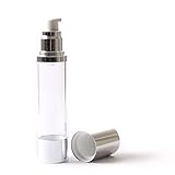 Diámetro: 38 mm. Botellas de suero sin aire de cromo transparente y plateado, 100 ml, 10 unidades