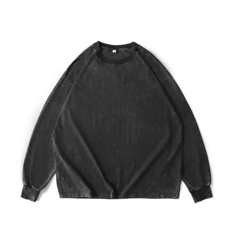 Men's Oversized Cotton T-Shirts Heavy Weight Crew Neck Vintage Wash Tee Long Sleeve Casual Gym Workout Tops2