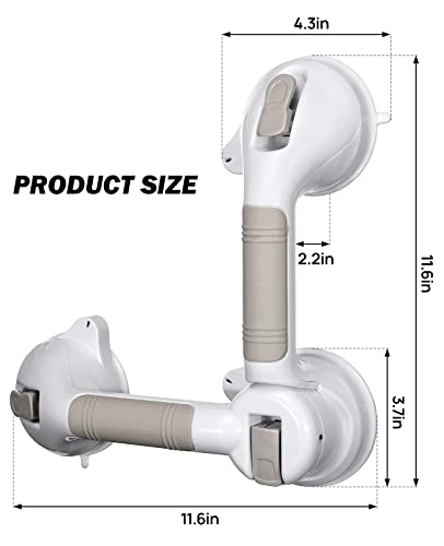 Wiicare Shower Handle Shower Grab Bars Angle Adjustable With Indicators, 3 Strong Suction Cup Anti Slip Steady Grab Bar For Elderly, Seniors, Disabled, Handicap 24 Inch #TOP5