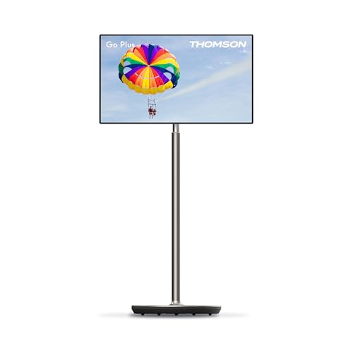 Thomson 32 Zoll (81 cm) Go Plus TV, Tragbarer Android 4K UHD TV – Touch-Display, Wi-Fi 6, Bluetooth 5.1, Sprachsteuerung, Hotspot, 4h Akku, Neigbar und Höhenverstellbar