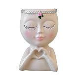 UDIYO Ceramic Face Vase，Face Flower Pot Love Style Girl Head Plant Pot Small Lady Planter for Succulent Indoor Outdoor Plants Desktop Centerpiece for Home Living Room Office Beige
