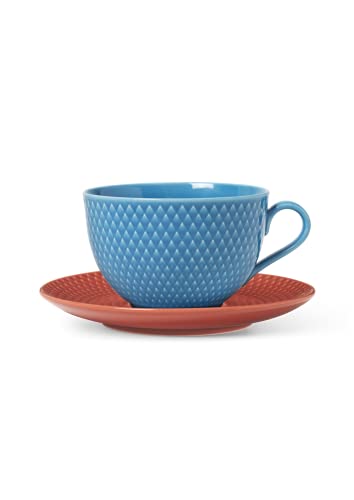 Lyngby Porcelæn Teetasse mit Untertasse 39 cl Rhombe Color Mix & Match, blau Cover