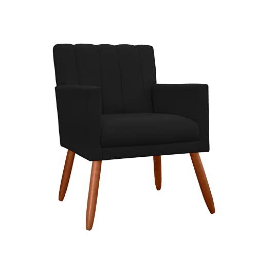 Kit 2 Poltronas Decorativa P/Recepção Cecília Suede Preto - DL DECOR
