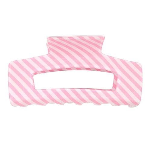 Bella Sleep + Spa Sturdy Jaw Claw Clips for Thick Hair Strong Grip Hair Accessories for Women, Large, Pink/White Stripes