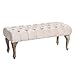 D,casa - Banqueta capitoné tapizada de Terciopelo y de Madera clásica Beige de 99x38x40 cm