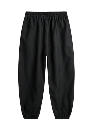 OYOANGLE Men's Casual Loose Fit Drop Crotch Pants Elastic Drawstring Waist Summer Baggy Tapered Sweatpants with Pockets2